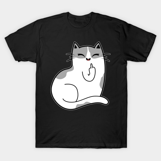 Funny Cat Middle Finger T-Shirt by Imutobi